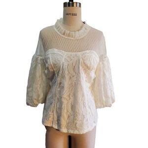 Vivid New Off White Lace Bustier Top Size L‎